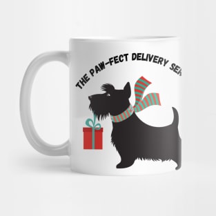 The Paw-fect Delivery Service, Christmas, dog, humor Mug
